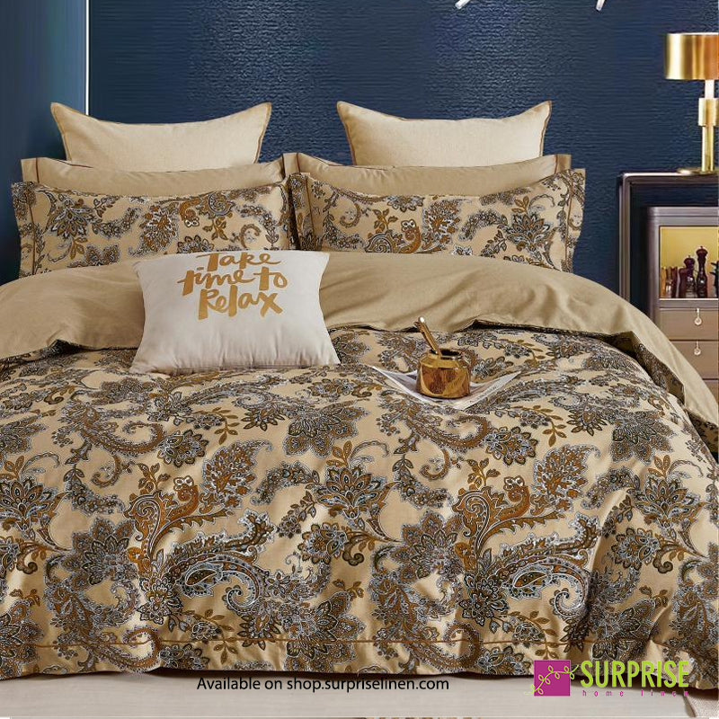 Surprise Home - Linea Collection Golden Paisley 3 Pcs Bedsheet Set (Golden Beige)