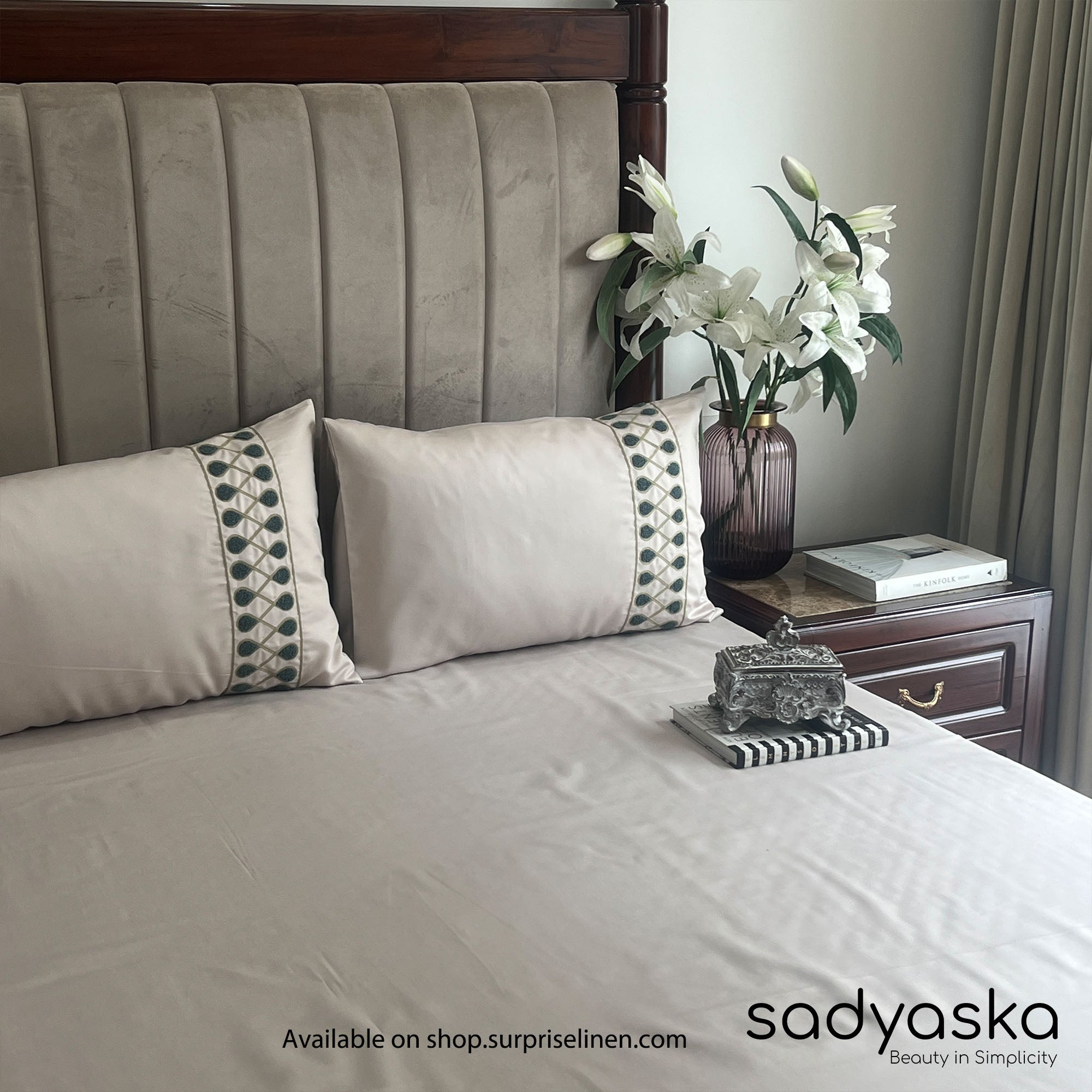 Sadyaska - Zenith Collection Cotton Rich 3 Pcs Bedsheet Set (Ivory)