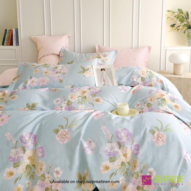 Surprise Home - Fresco Collection Sky Rose 100% Cotton 3 Pcs Bedsheet Set (Powder Blue)