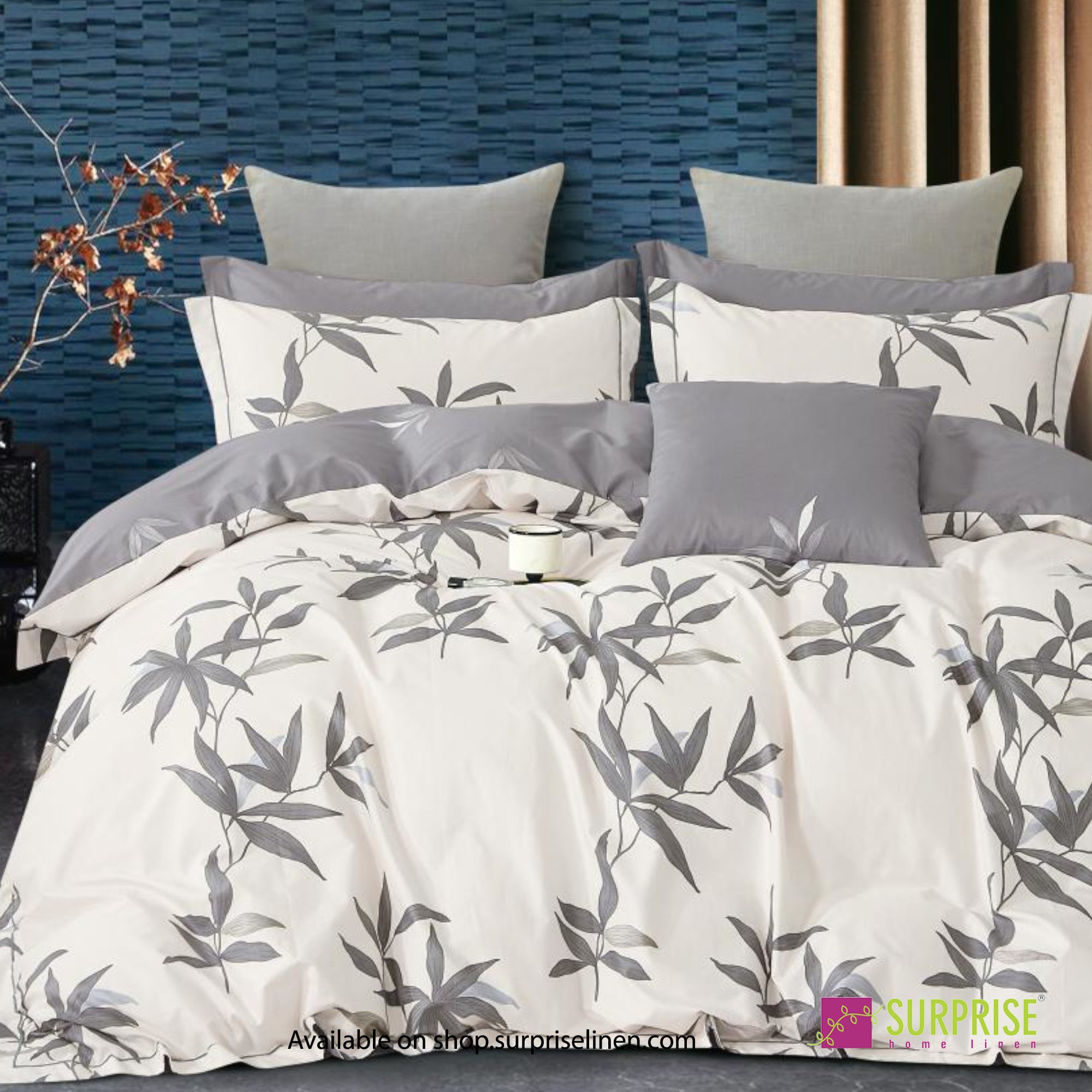 Luxury Essentials By Surprise Home - Decor Collection 400TC Organic Cotton 3 Pcs Super King Size Bedsheet Set (Fern)