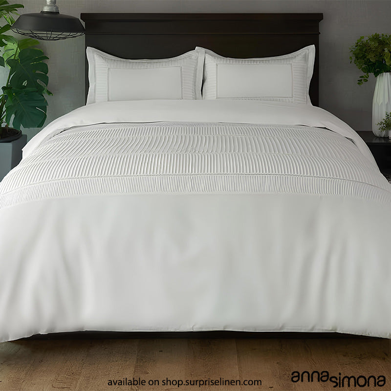 Anna Simona - Amour 4 Pcs Fine Cotton Satin Duvet Ensemble (White)