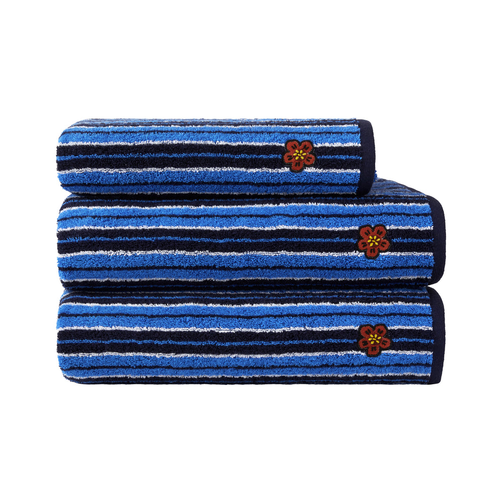Kenzo - Club Jacquard Embroidered Boke Flower 550 GSM 100% Organic Cotton Towel (Bleu)