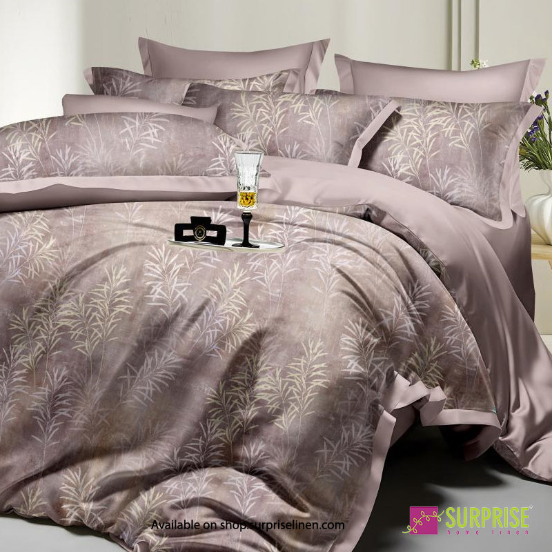Surprise Home - Celina Collection Mauve Willow Digital 100% Cotton 3 Pcs Bedsheet Set (Dusty Mauve)