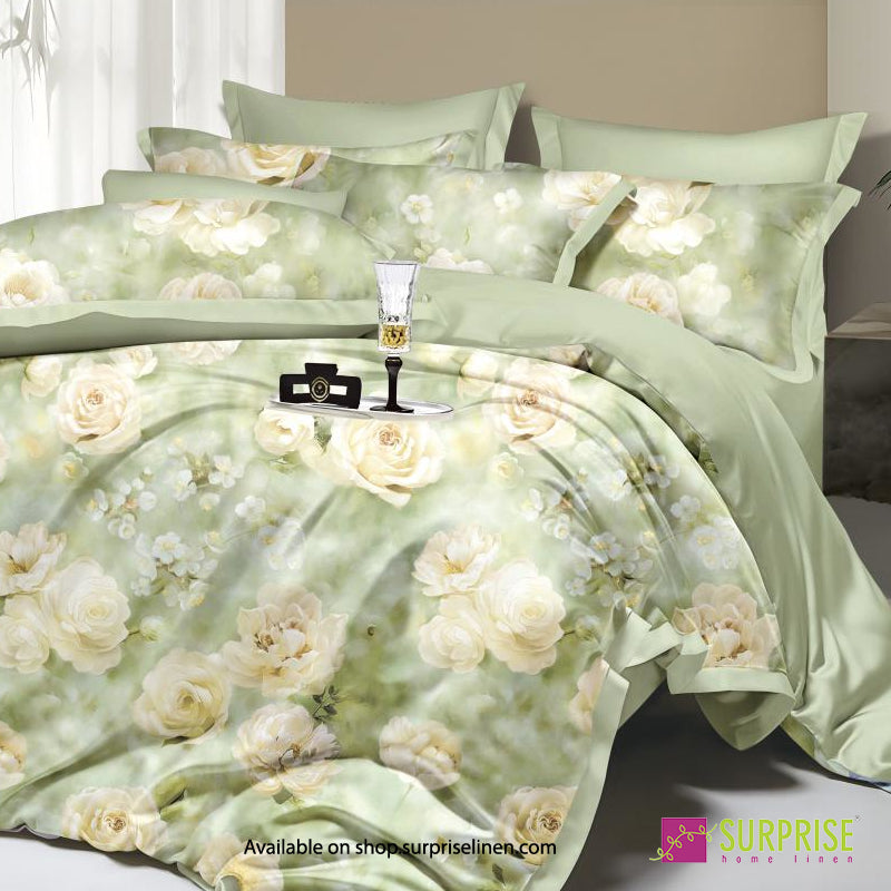 Surprise Home - Celina Collection Sage Rose Digital 100% Cotton 3 Pcs Bedsheet Set (Sage Green)
