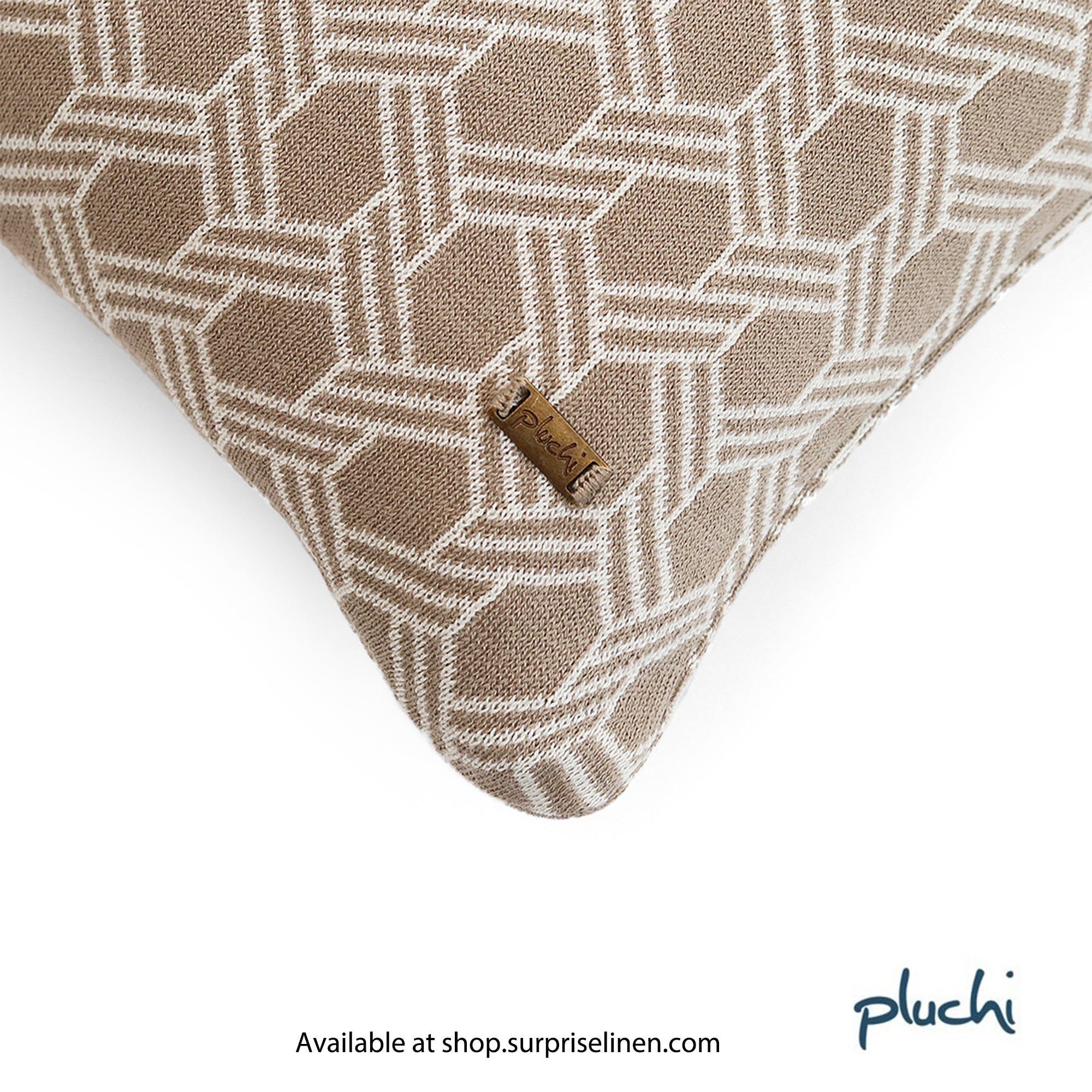 Pluchi - Geometric 40 x 40 cm Cushion Cover (Stone)