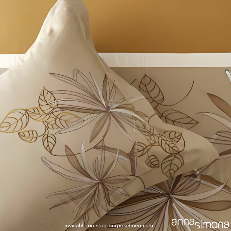 Anna Simona - Jamaica 3 Pcs 400 TC Fine Cotton Satin Bed Cover Set (Beige)