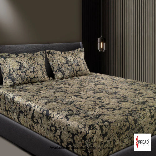 Spread Spain - Spring Summer Collection 550 TC 100% Cotton King Size Bedsheet Set (Midnight Black)