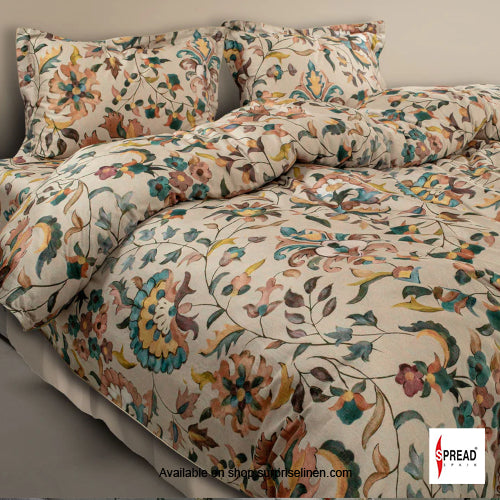 Spread Spain - Spring Summer Collection 550 TC 100% Cotton King Size Bedsheet Set (Beige)