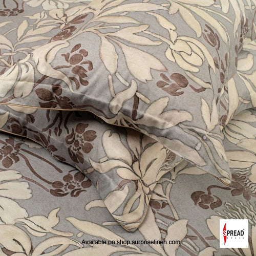 Spread Spain - Spring Summer Collection 550 TC 100% Cotton King Size Bedsheet Set (Floral Grey)