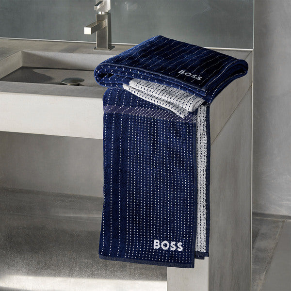 Hugo Boss - Tennis Stripes Towels with Sateen Border 450 GSM 100% Cotton (Navy)