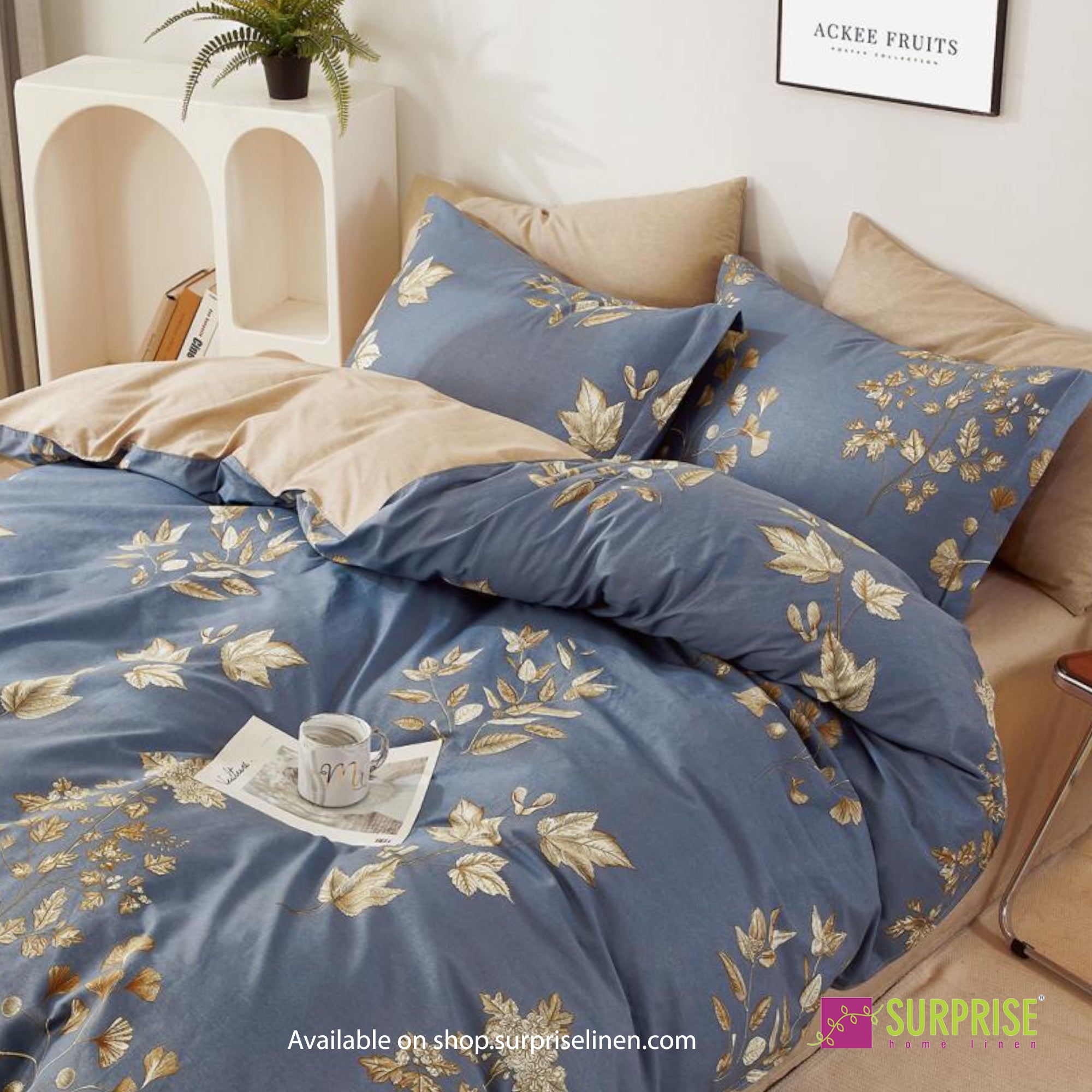 Luxury Essentials By Surprise Home Exclusive Hues Collection 3 Pcs Super King Size Bedsheet Set in 300 TC Premium Cotton (Dusky Blue)