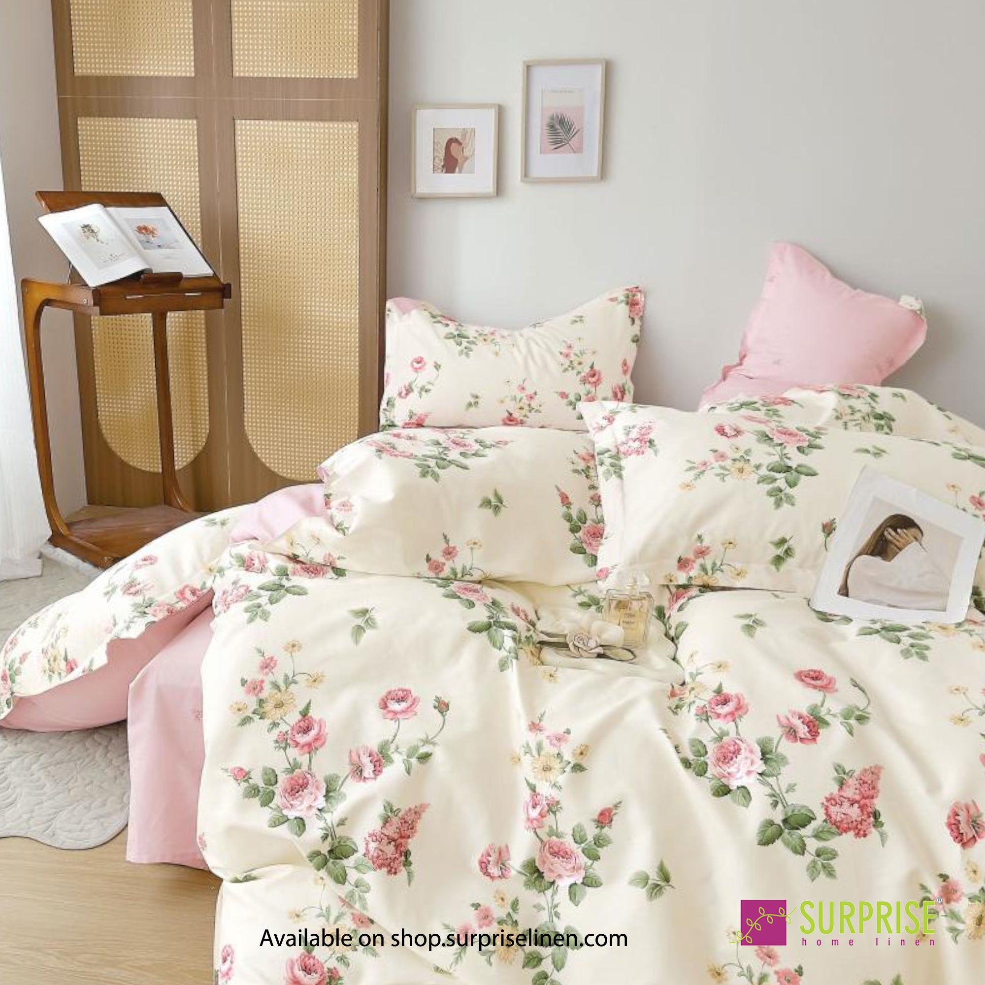 Luxury Essentials By Surprise Home Exclusive Hues Collection 3 Pcs Super King Size Bedsheet Set in 300 TC Premium Cotton (Camellia)