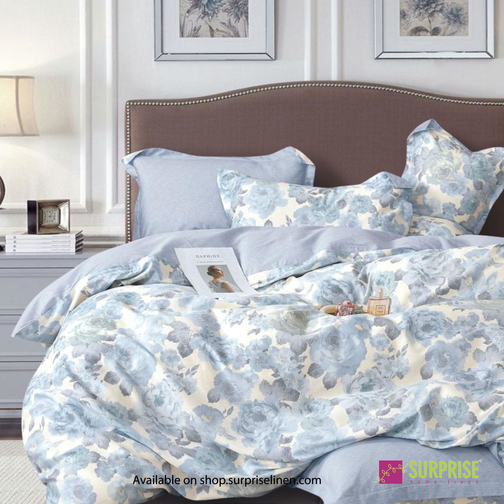 Luxury Essentials By Surprise Home Exclusive Hues Collection 3 Pcs Super King Size Bedsheet Set in 300 TC Premium Cotton (Willow Bloom)