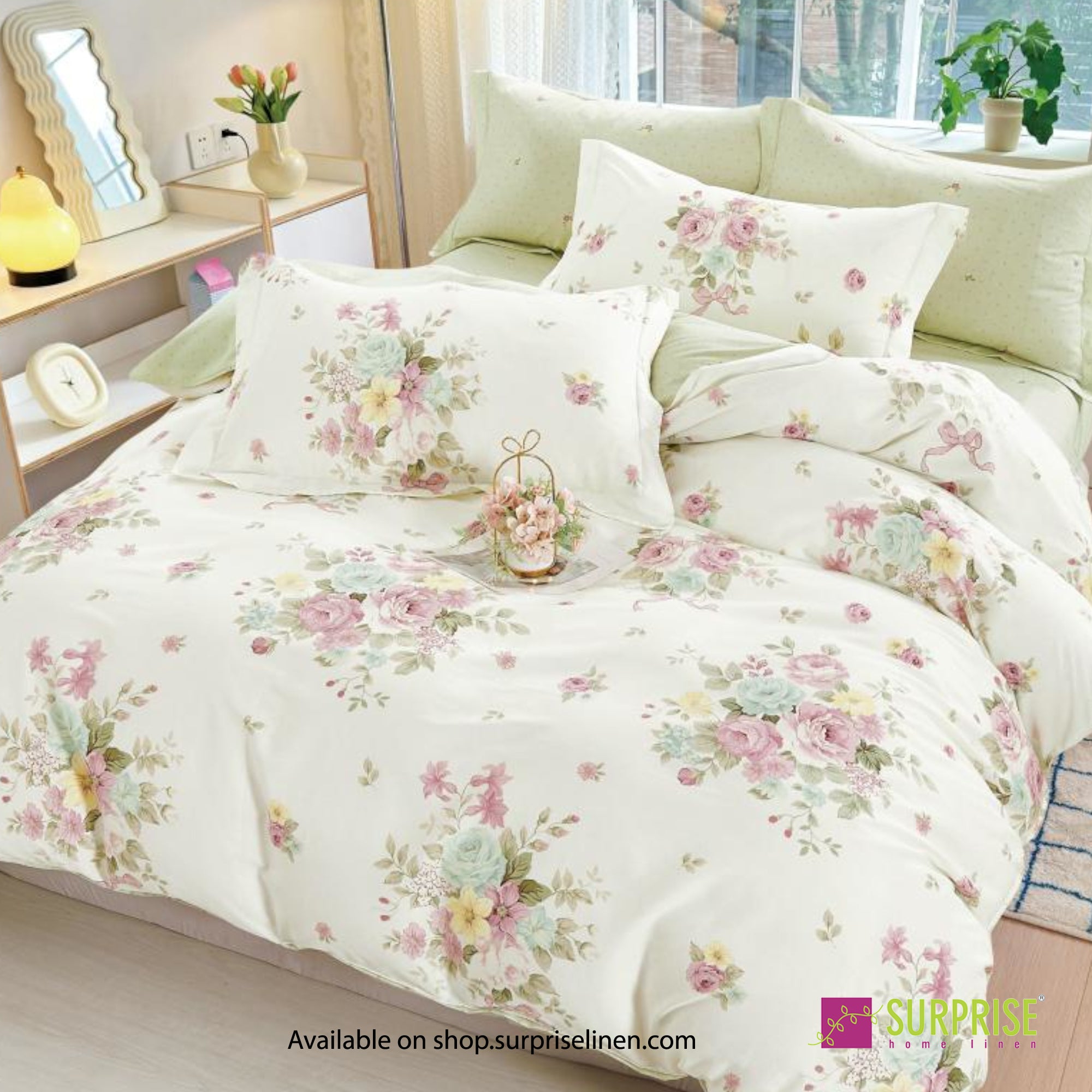 Luxury Essentials By Surprise Home Exclusive Hues Collection 3 Pcs Super King Size Bedsheet Set in 300 TC Premium Cotton (Rose Charm)