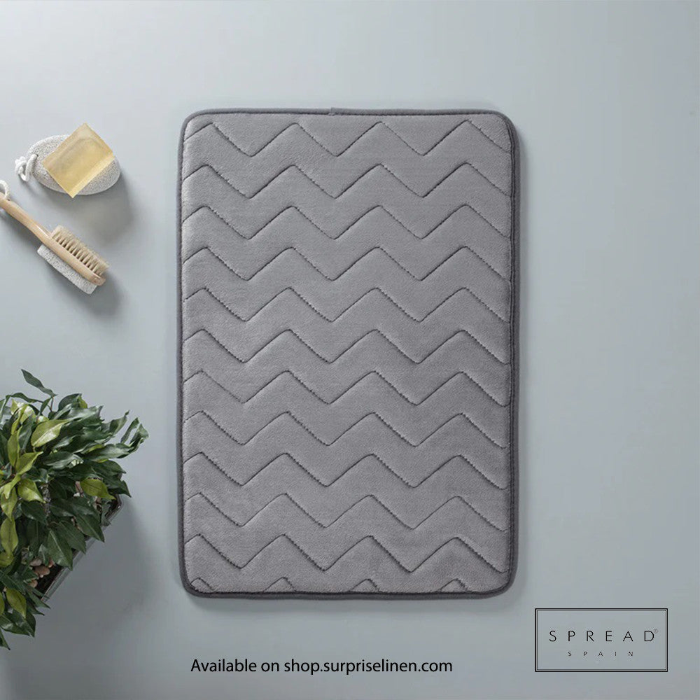 Spread Spain - Plush Wave Collection Anti Skid Memory Foam Bathmat Waves (Grey)