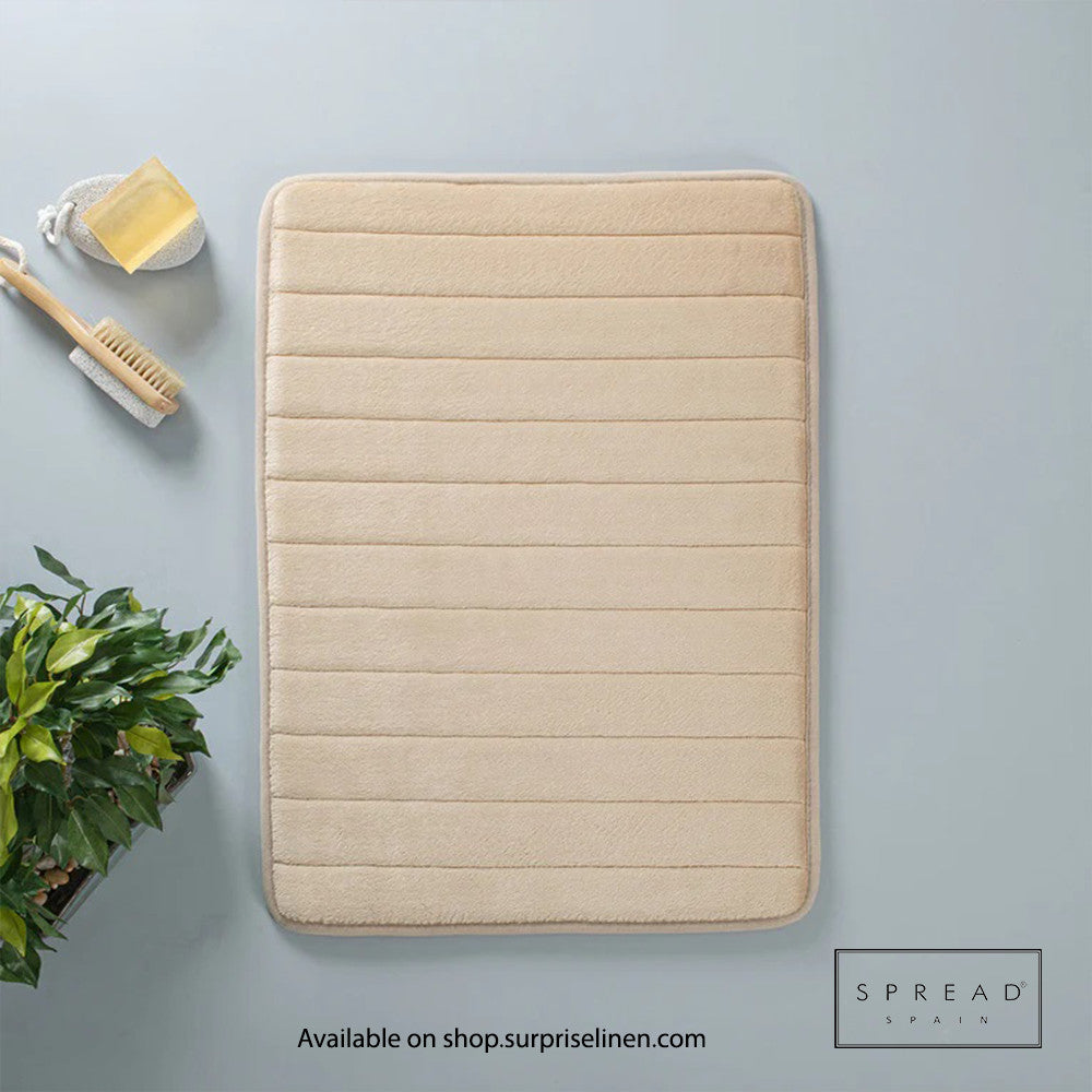 Spread Spain - Plush Stripe Collection Anti Skid Memory Foam Bathmat Waves (Gold)