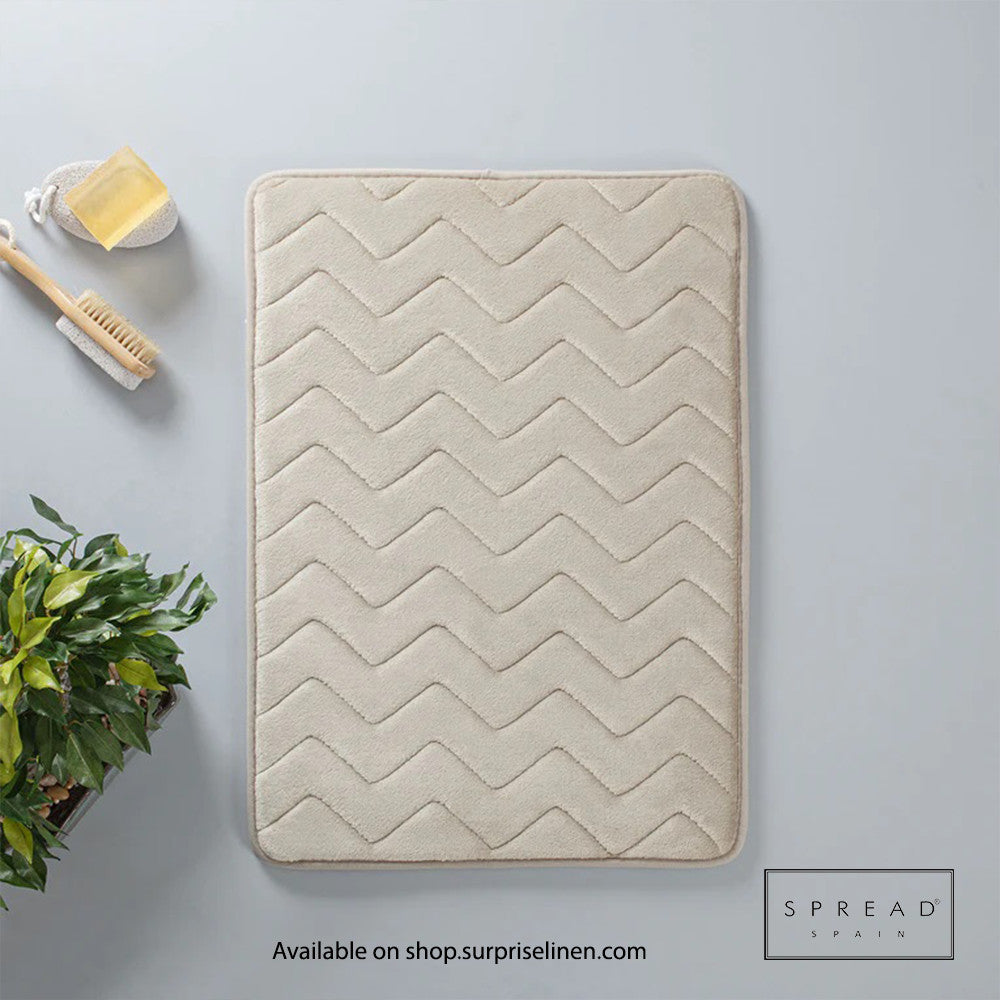 Spread Spain - Plush Wave Collection Anti Skid Memory Foam Bathmat Waves (Dark Beige)