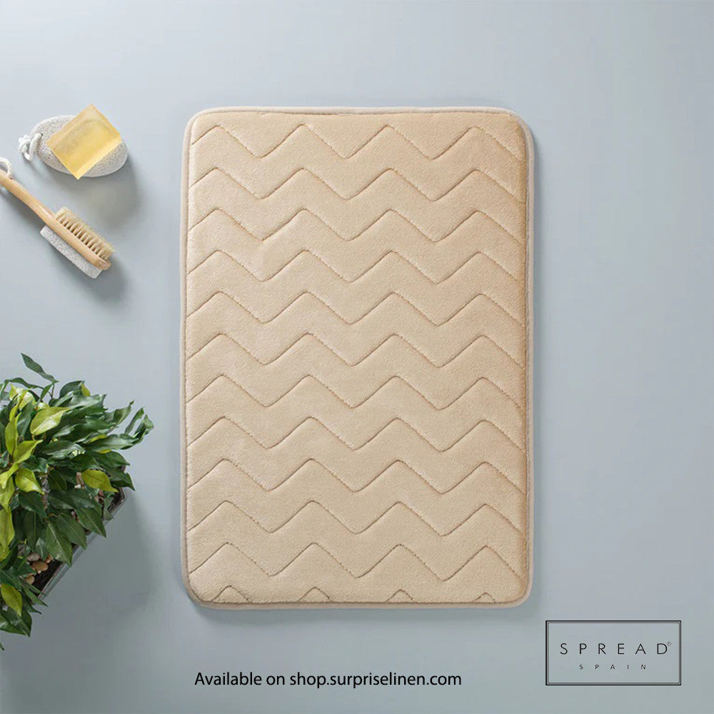 Spread Spain - Plush Wave Collection Anti Skid Memory Foam Bathmat Waves (Gold)