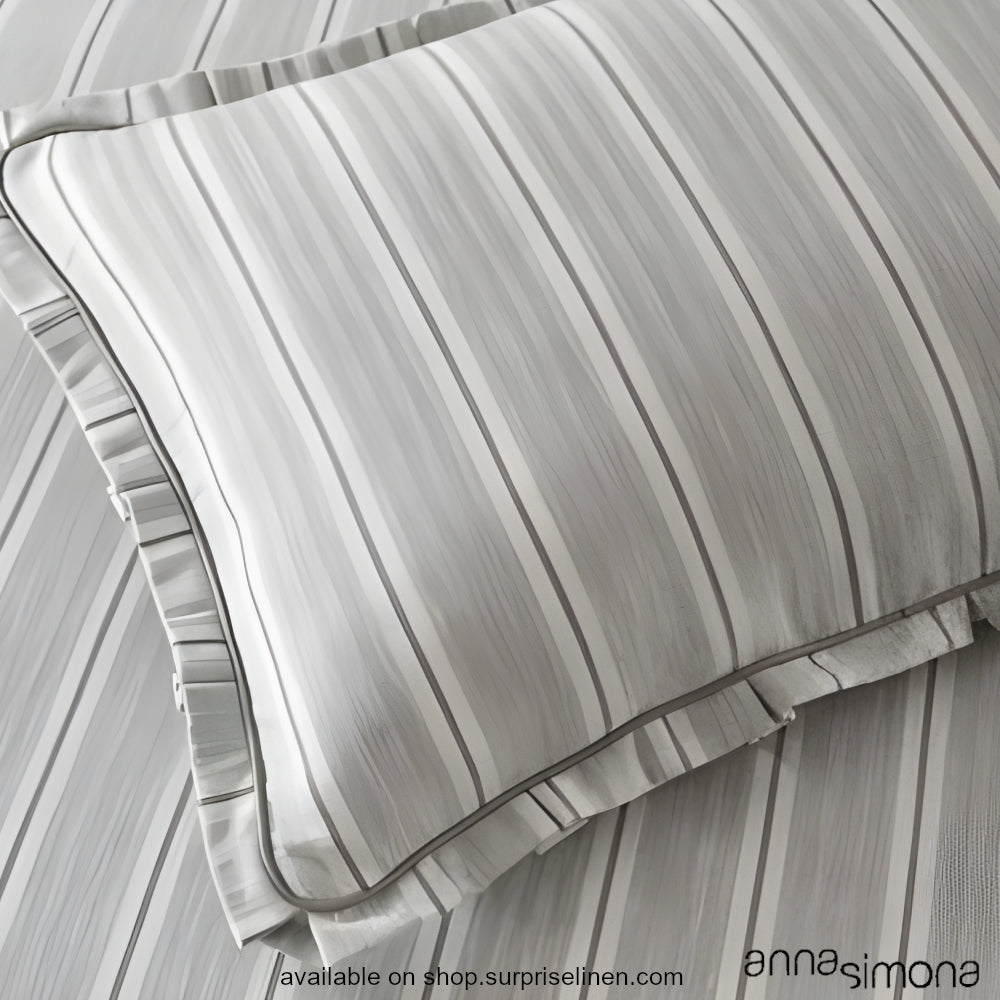 Anna Simona - Audrey 4 Pcs Cotton Satin Duvet Cover Set (Grey / Silver)