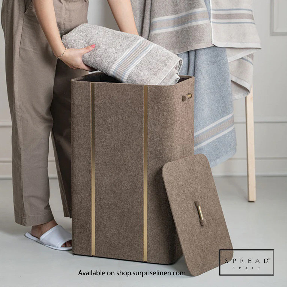 Spread Spain - French Boucle Metal Handcrafted Storage Collection Laundry Hamper (Choco)