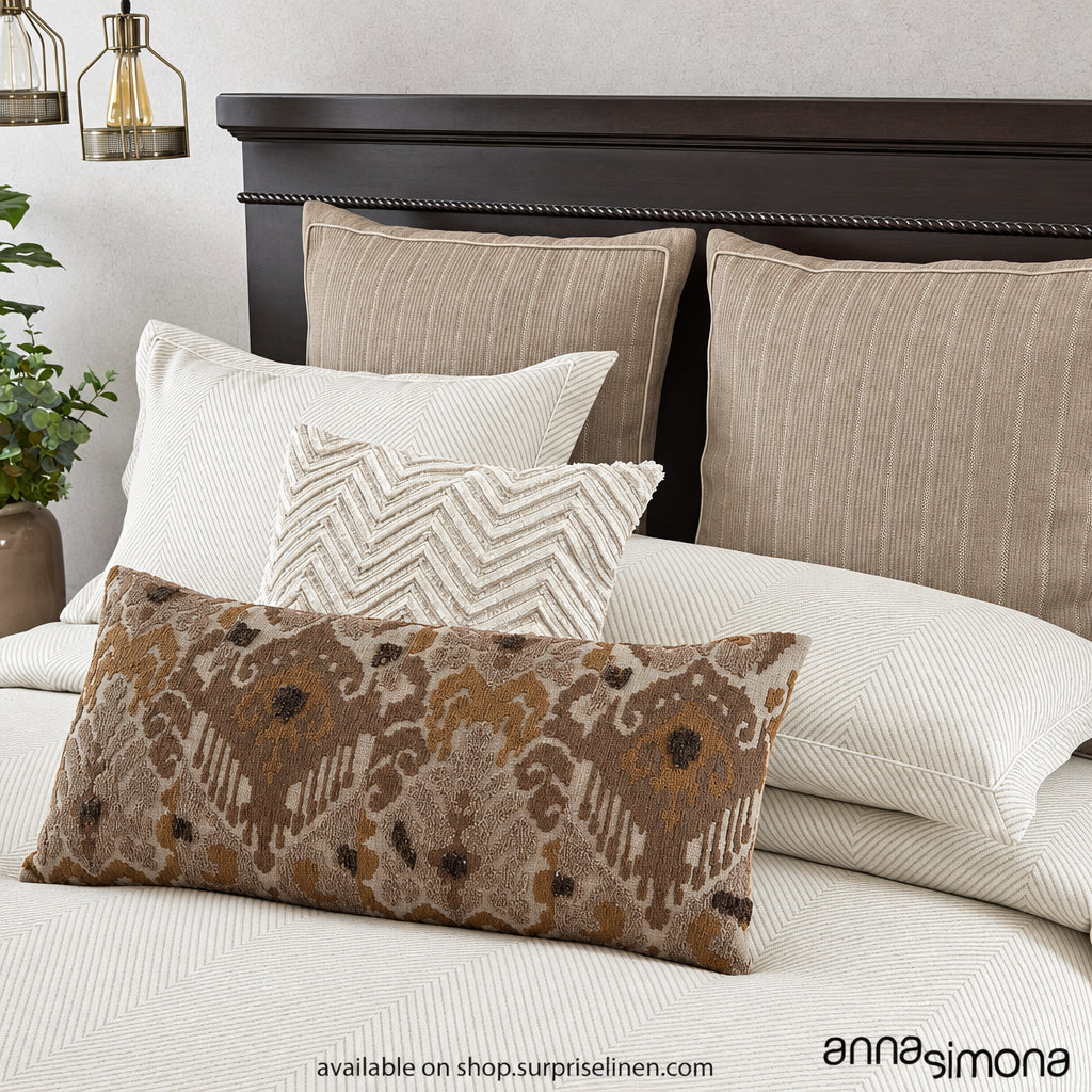 Anna Simona - Beirut 7 Pcs Jacquard Duvet Ensemble Set (Cream)