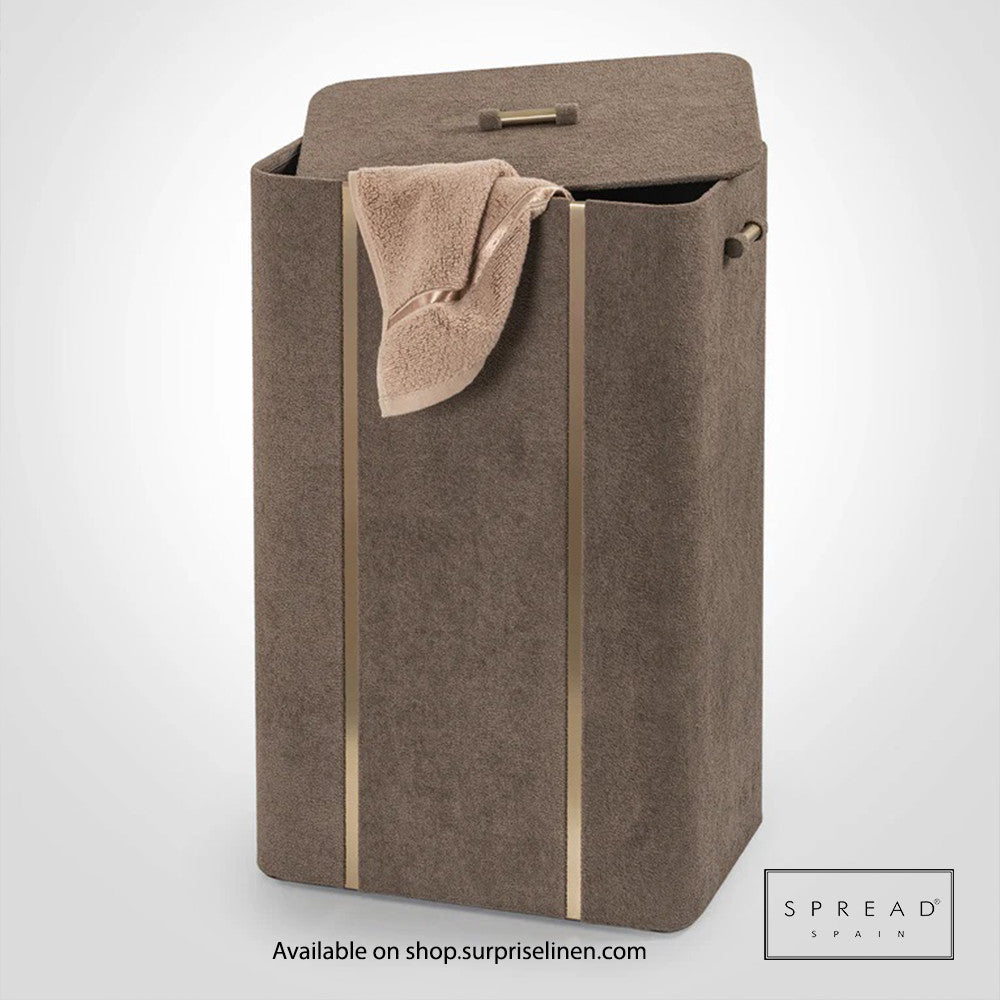 Spread Spain - French Boucle Metal Handcrafted Storage Collection Laundry Hamper (Choco)