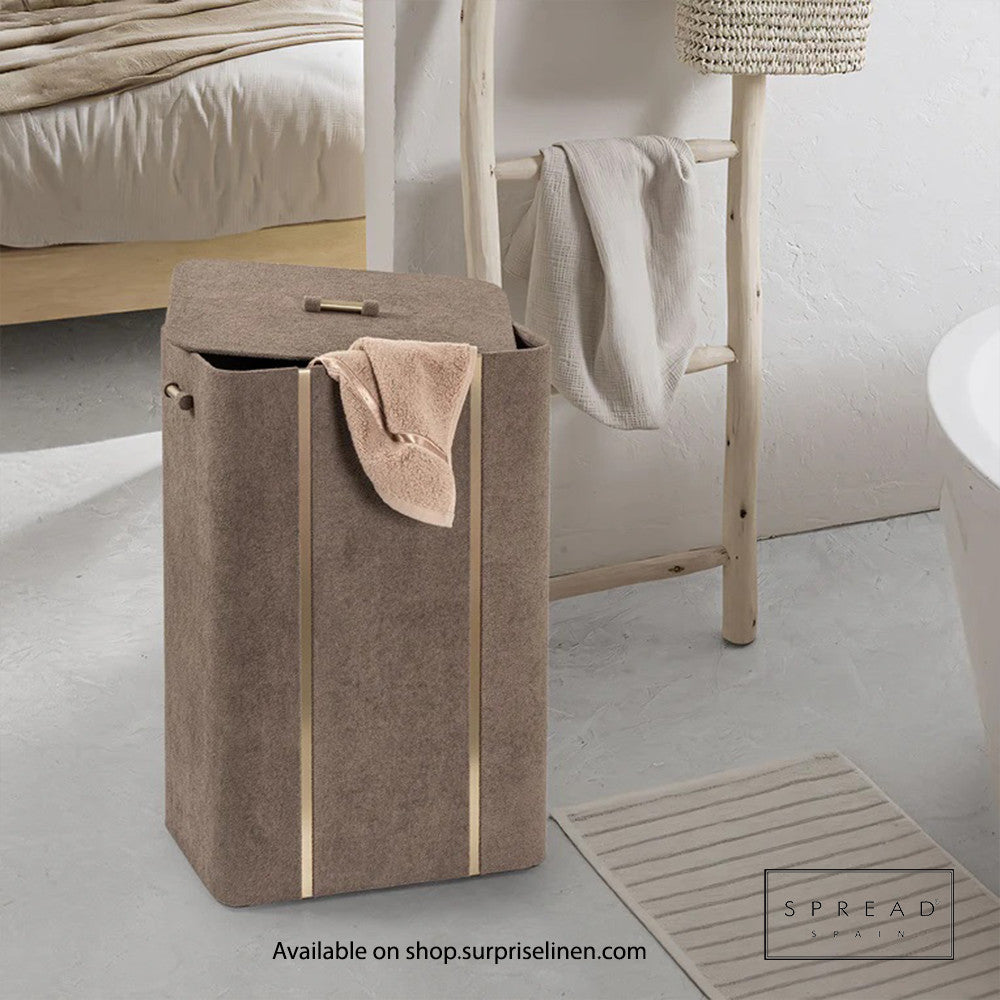 Spread Spain - French Boucle Metal Handcrafted Storage Collection Laundry Hamper (Choco)