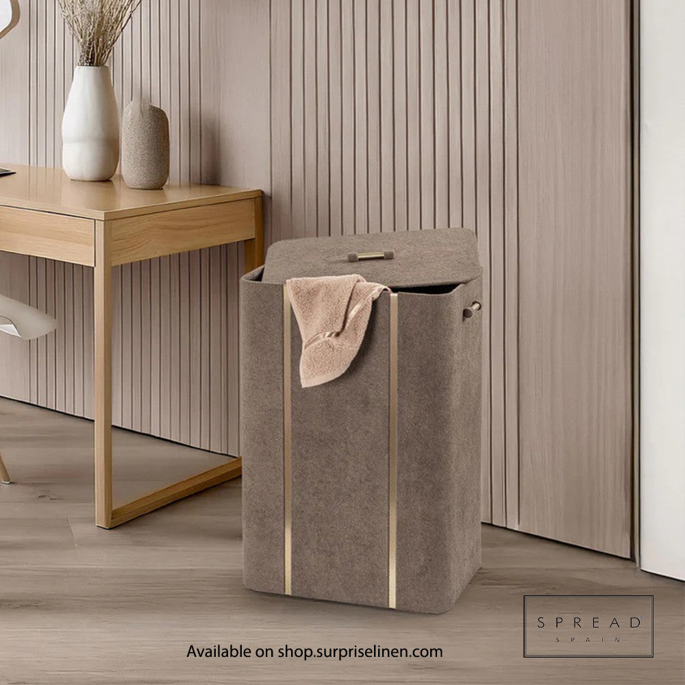 Spread Spain - French Boucle Metal Handcrafted Storage Collection Laundry Hamper (Choco)