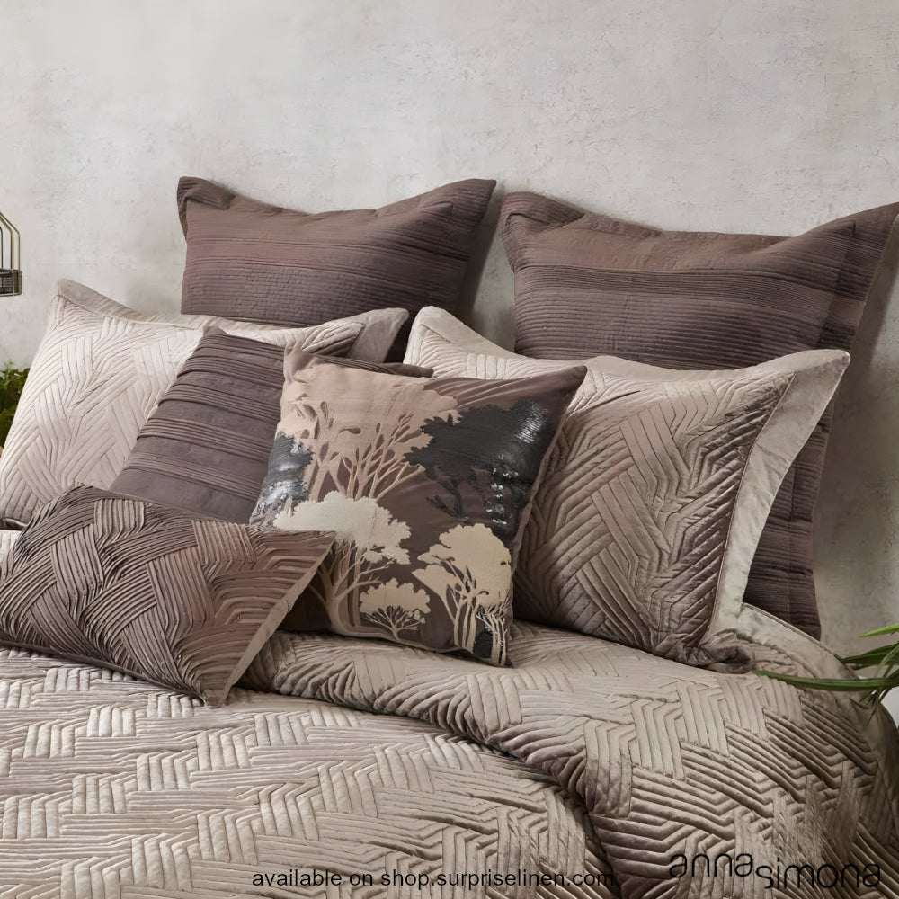 Anna Simona - Cascade 8 Pcs Velvet Bed Ensemble Set (Brown)