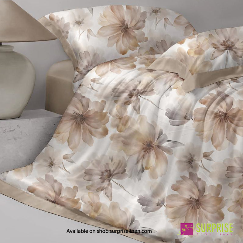 Surprise Home - Celina Collection Sand Petals Digital 100% Cotton 3 Pcs Bedsheet Set (Warm Beige)