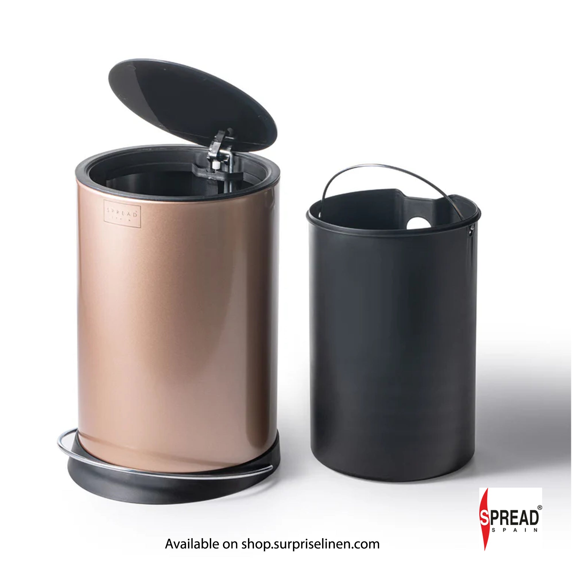 Spread Spain - Metallica Collection 6 Litre Silent Close Dustbin (Champagne)