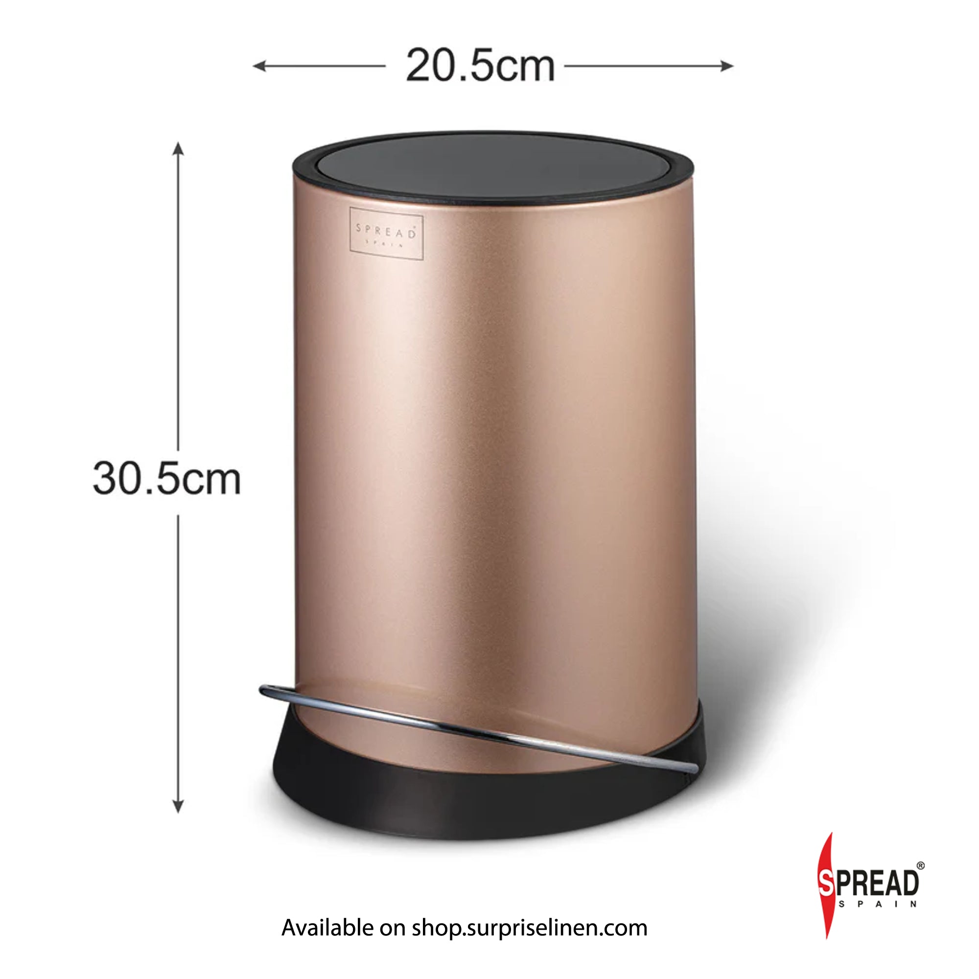 Spread Spain - Metallica Collection 6 Litre Silent Close Dustbin (Champagne)