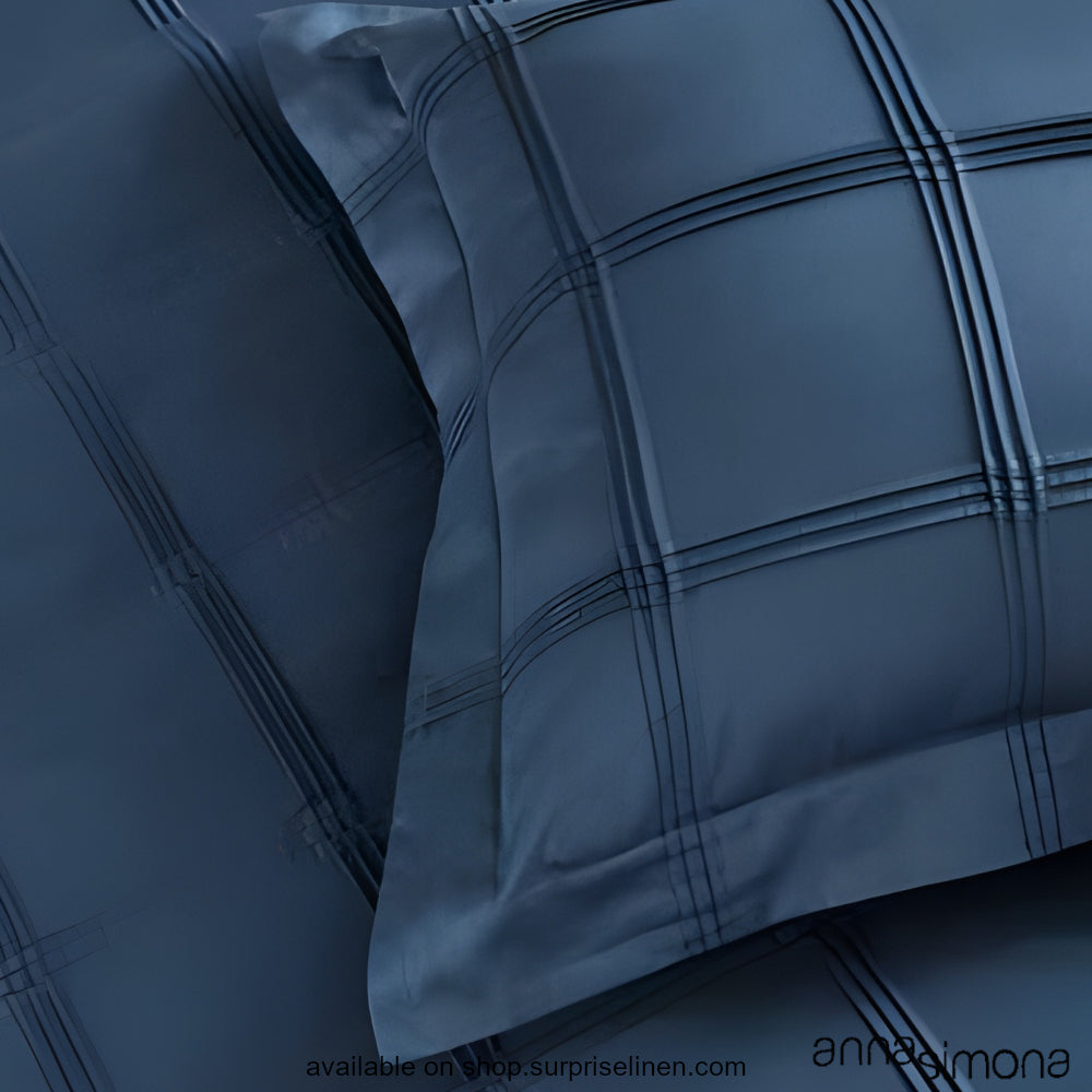 Anna Simona - County 4 Pcs Cotton Satin Duvet Cover Set (Navy)