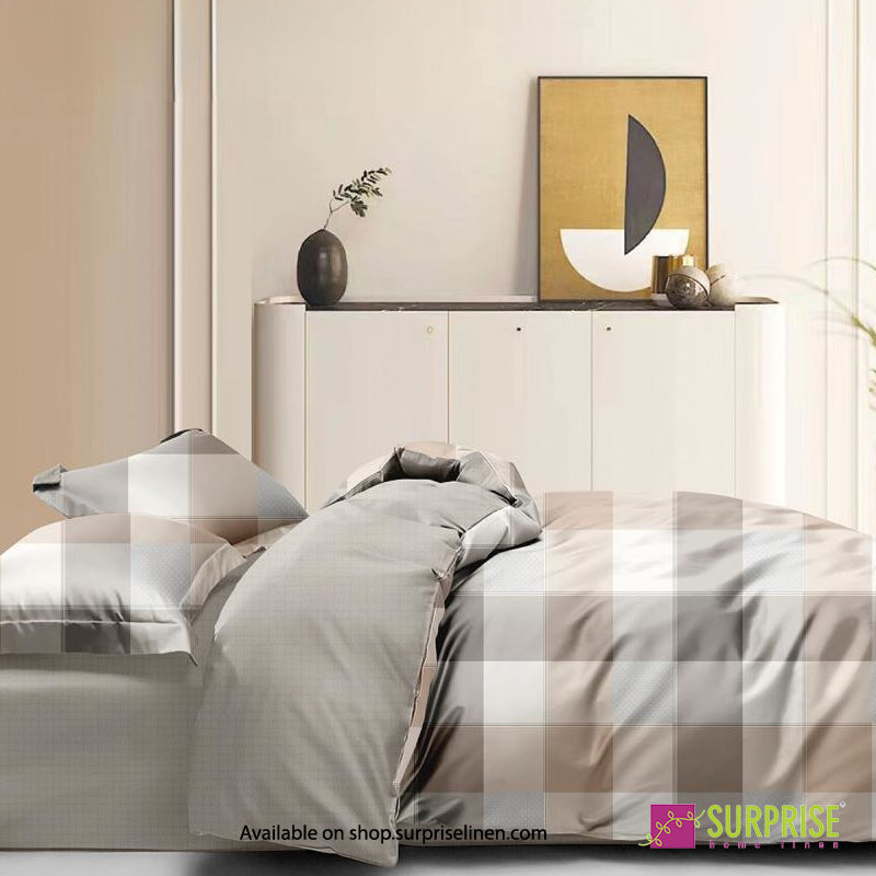 Surprise Home - Crisscross Collection Silver Check 100% Cotton 3 Pcs Bedsheet Set (Silver Grey)