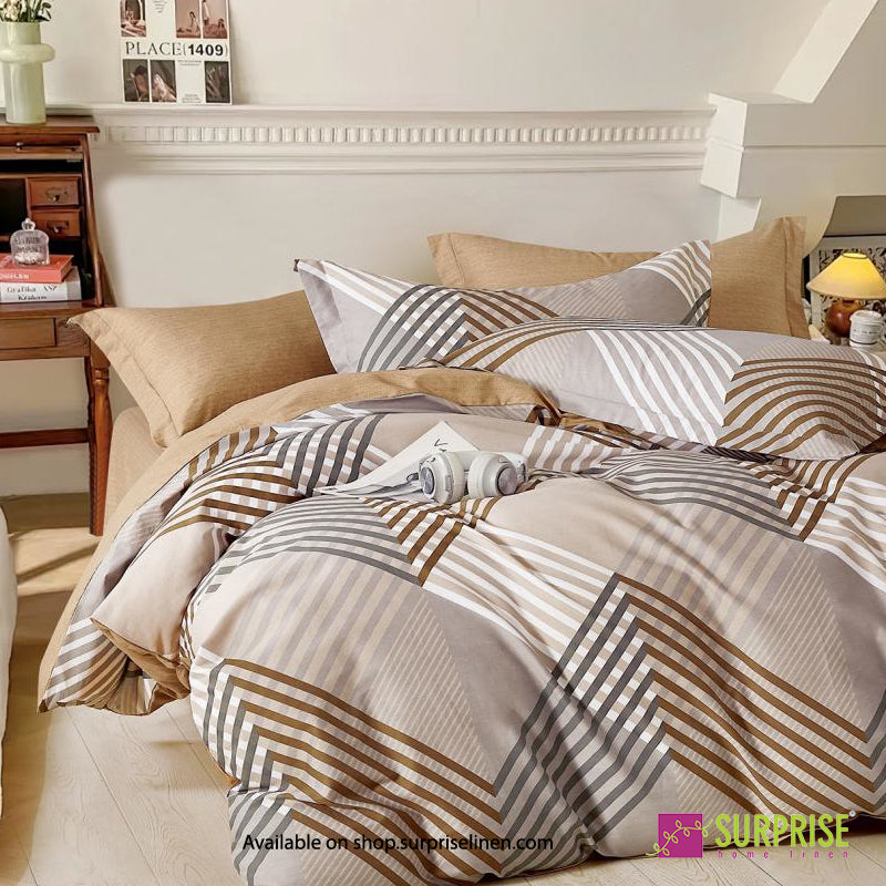 Surprise Home - Crisscross Collection Taupe Angles 100% Cotton 3 Pcs Bedsheet Set (Taupe Grey)