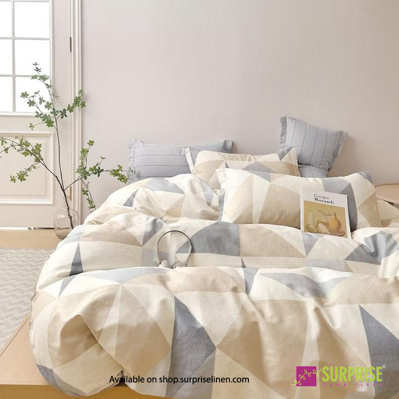 Surprise Home - Crisscross Collection Ivory Facets 100% Cotton 3 Pcs Bedsheet Set (Ivory Grey)