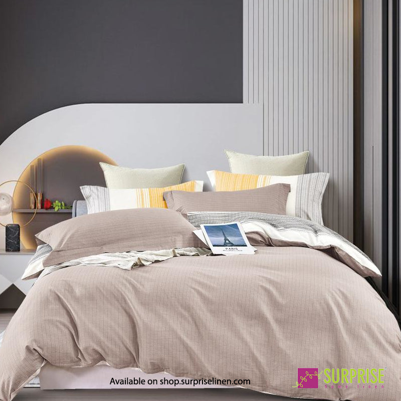 Surprise Home - Crisscross Collection Taupe Linen 100% Cotton 3 Pcs Bedsheet Set (Warm Taupe)