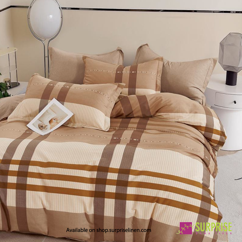 Surprise Home - Crisscross Collection Caramel Plaid 100% Cotton 3 Pcs Bedsheet Set (Caramel Beige)