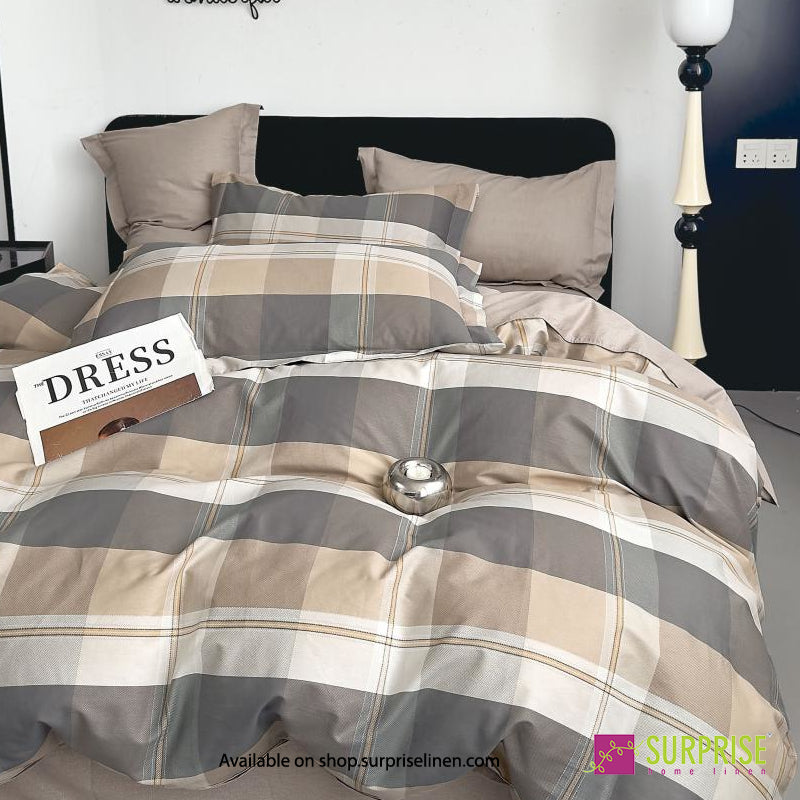 Surprise Home - Crisscross Collection Taupe Plaid 100% Cotton 3 Pcs Bedsheet Set (Taupe Grey)