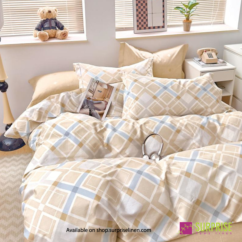 Surprise Home - Crisscross Collection Sky Plaid 100% Cotton 3 Pcs Bedsheet Set (Beige Blue)