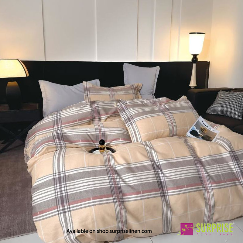 Surprise Home - Crisscross Collection Sand Tartan 100% Cotton 3 Pcs Bedsheet Set (Sand Grey)
