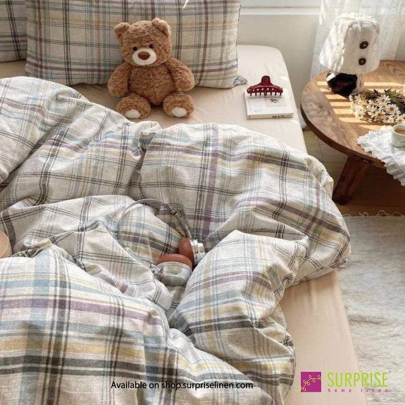 Surprise Home - Crisscross Collection Pastel Plaid 100% Cotton 3 Pcs Bedsheet Set (Pastel Multicolor)