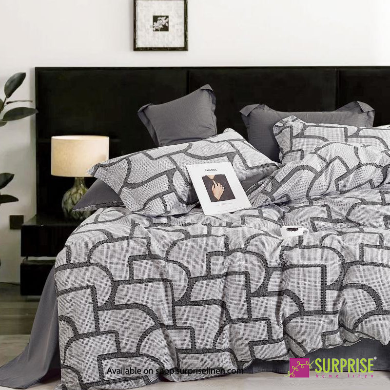 Surprise Home - Crisscross Collection Graphite Lattice 100% Cotton 3 Pcs Bedsheet Set (Graphite Grey)