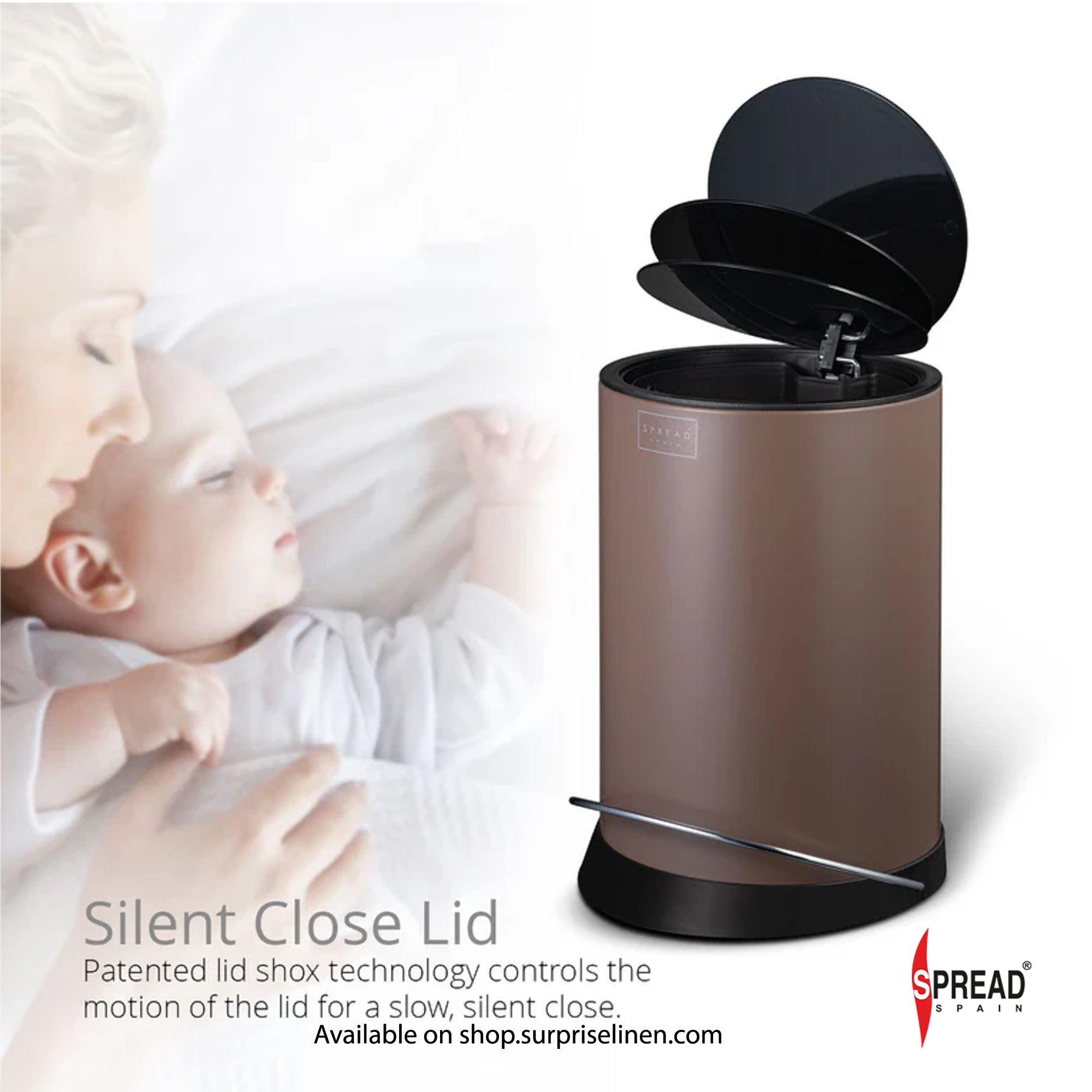 Spread Spain - Metallica Collection 6 Litre Silent Close Dustbin (Dark Brown)