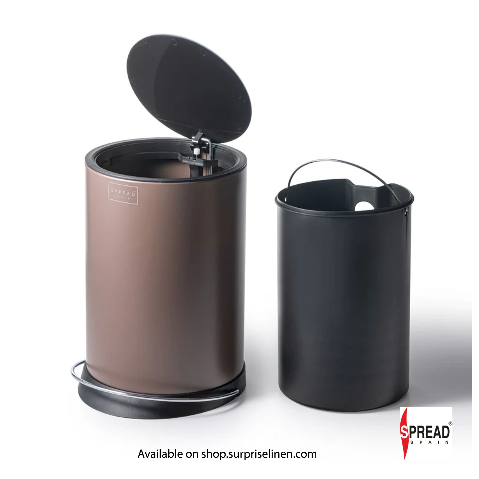 Spread Spain - Metallica Collection 6 Litre Silent Close Dustbin (Dark Brown)