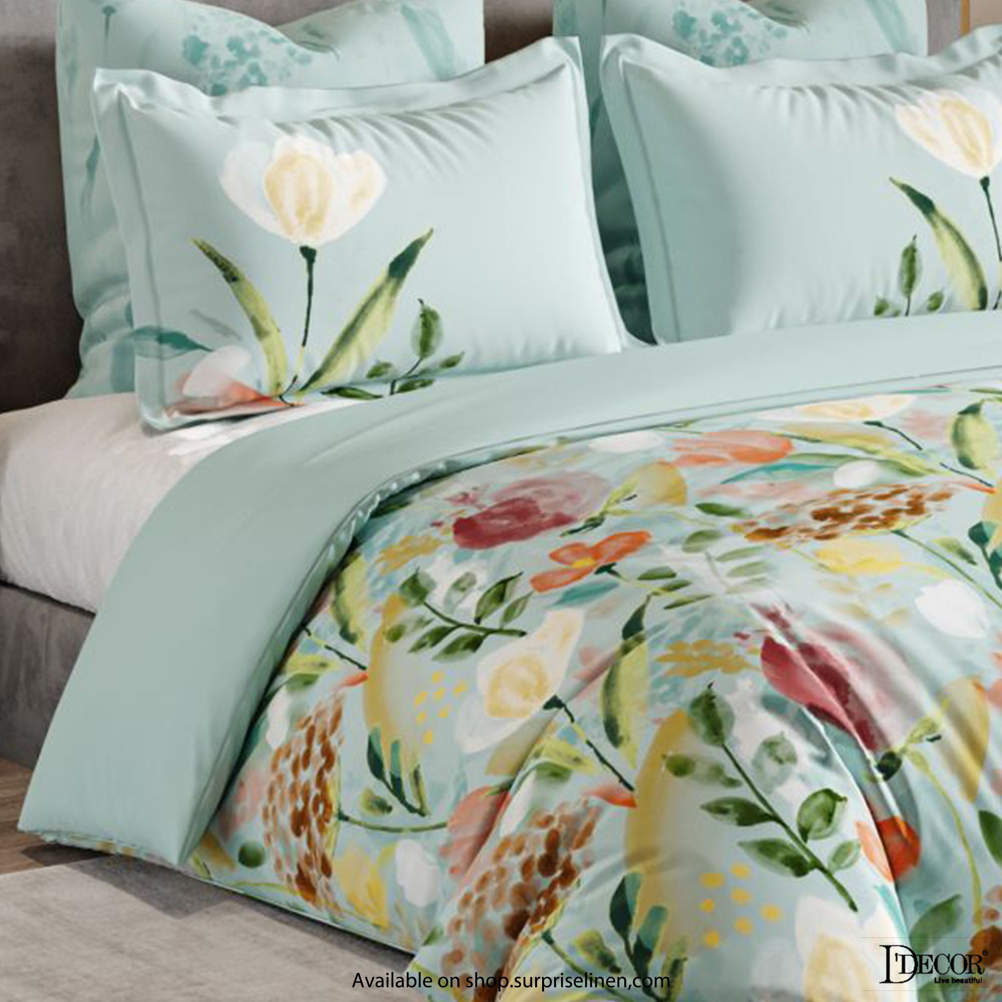 D'Decor - Platinum Collection 400 Thread Count Cotton 5 Pc Bed Sheet Set (Blue)