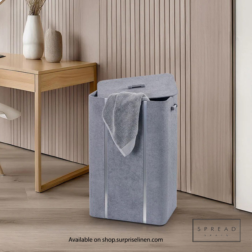 Spread Spain - French Boucle Metal Handcrafted Storage Collection Laundry Hamper (Grey)