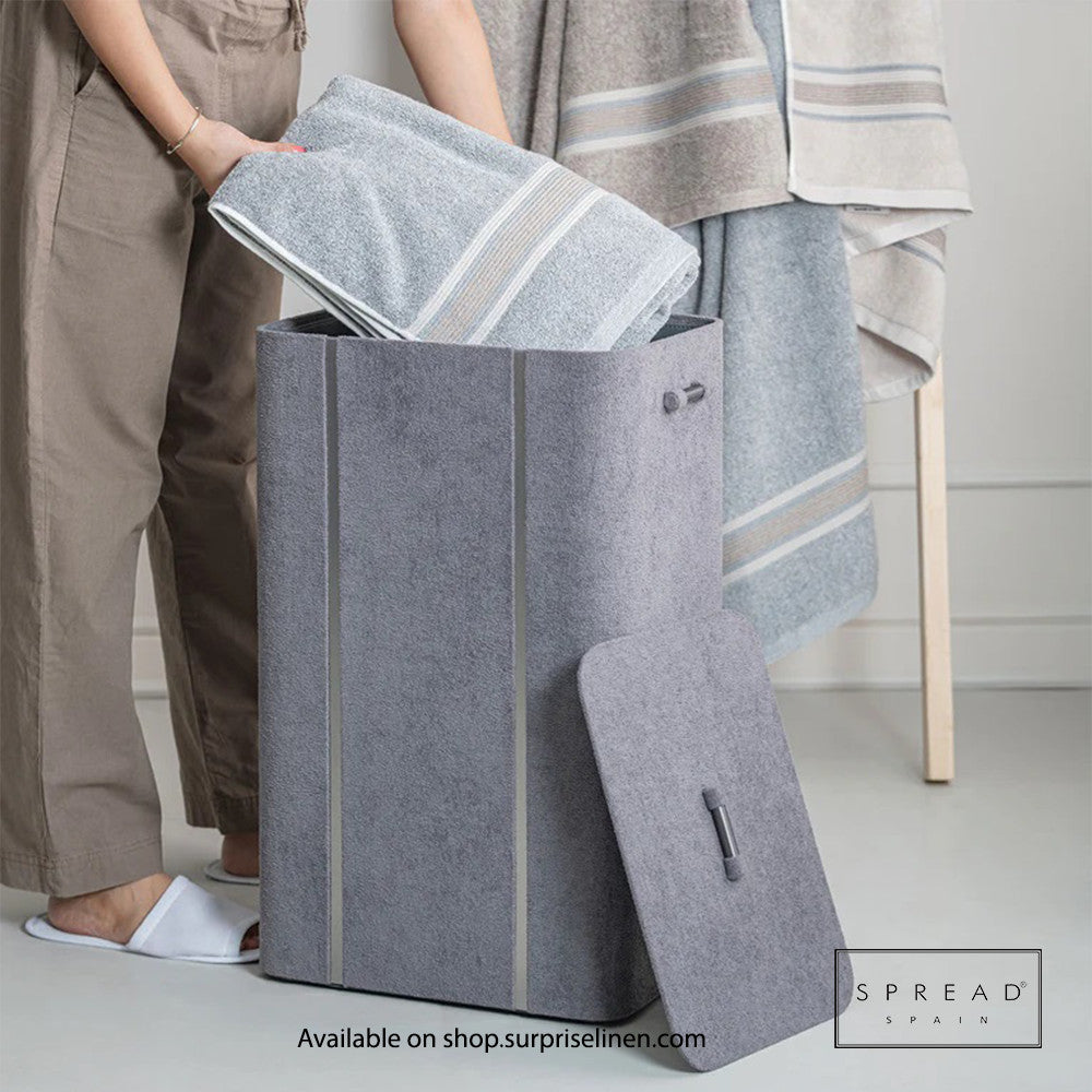 Spread Spain - French Boucle Metal Handcrafted Storage Collection Laundry Hamper (Grey)