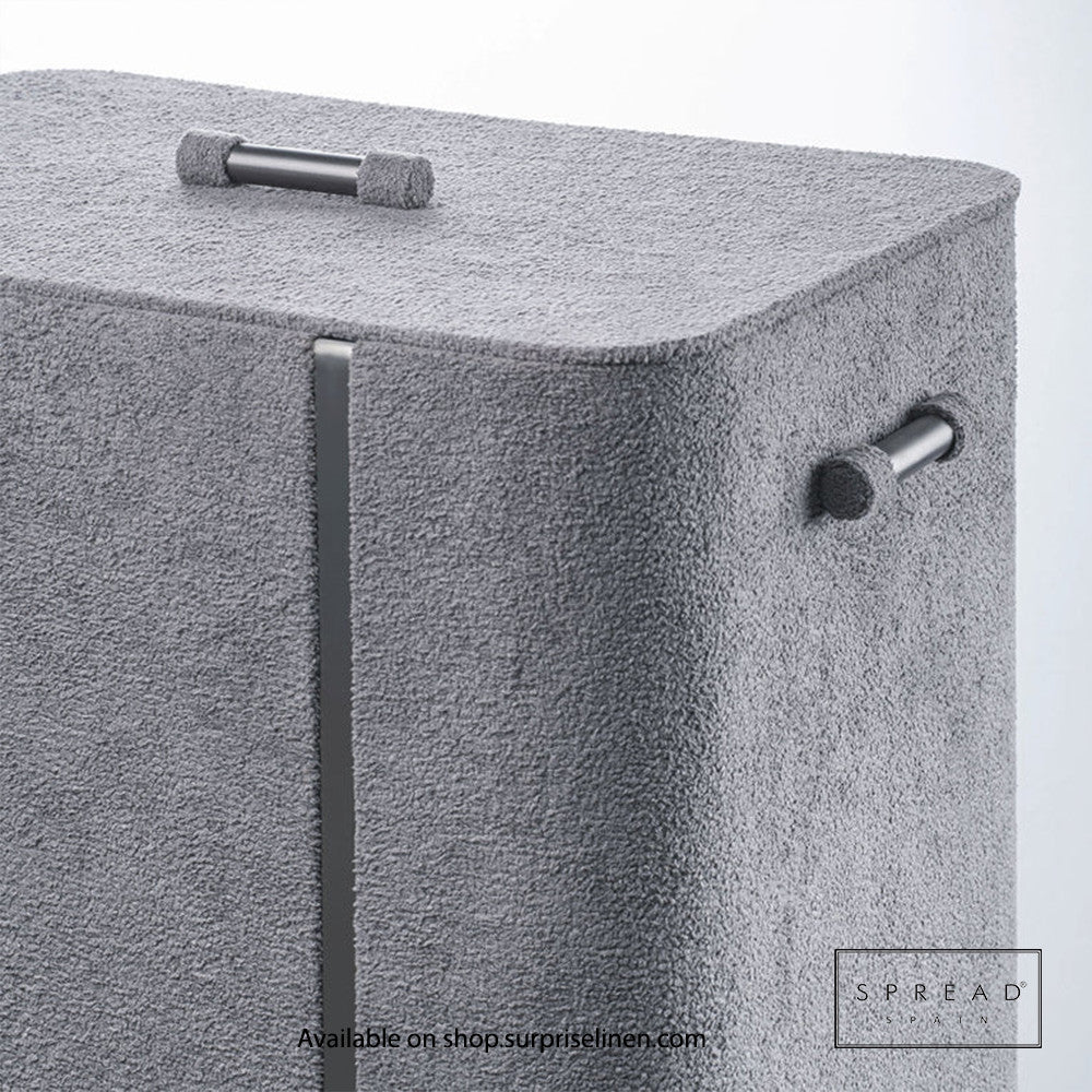 Spread Spain - French Boucle Metal Handcrafted Storage Collection Laundry Hamper (Grey)