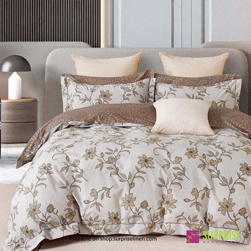 Surprise Home - Linea Collection Sand Botanica 3 Pcs Bedsheet Set (Sand Beige)